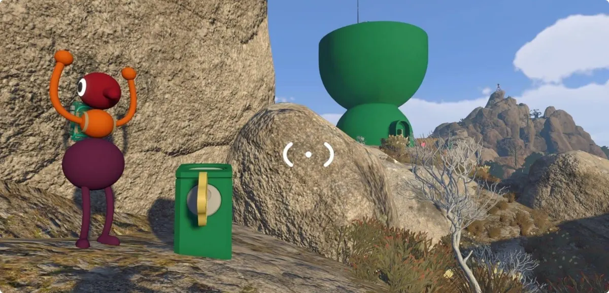 The fifth cutting machine atop the big boulder