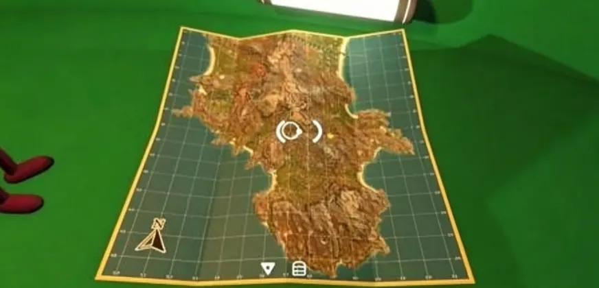 The portable paper map held up in Big Walk